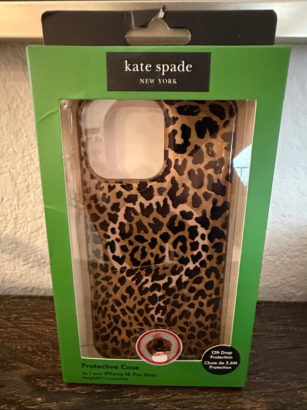NIB Kate Soade Leopard Print iPhone 16 Pro Max Case - Brown & Black
